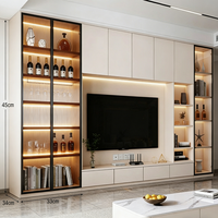 Meuble TV moderne multifonctionnel mural, console multimédia avec étagère en verre pour le salon