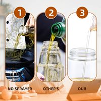 Bouteille pulvérisateur d'huile en verre 470 ml, distributeur et verseur d'huile d'olive 2-en-1, vaporisateur de cuisine 16 oz pour barbecue, salade, friteuse à air