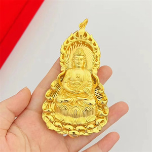 จี้พระพุทธรูปขนาดใหญ่  แบบดั้งเดิม  ชุบทอง 24k  เครื่องประดับสำหรับผู้หญิงและผู้ชาย - Product Image 3