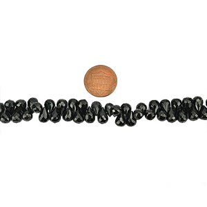 Cuentas Briolette facetadas de espinela negra Natural de alta calidad, gota de 8x6 MM de 8x6 MM para hacer collares de joyería, hebra de piedras preciosas sueltas - Product Image 3