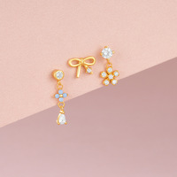 Boule ronde lune étoile piercing boucle d'oreille 925 serling argent piercing bijoux plaqué or zircone corps piercing bijoux