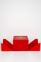Coffret cadeau rigide rouge et sac à main assorti avec impression lanterne chinoise dorée, kit d'emballage de vacances recyclable avec logo personnalisé