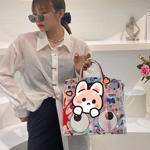 Bolso de Mano Transparente de PVC con Diseño de Ojos, Tamaño Grande 1831, Material Jelly + PU, para Mujer - Product Image 1