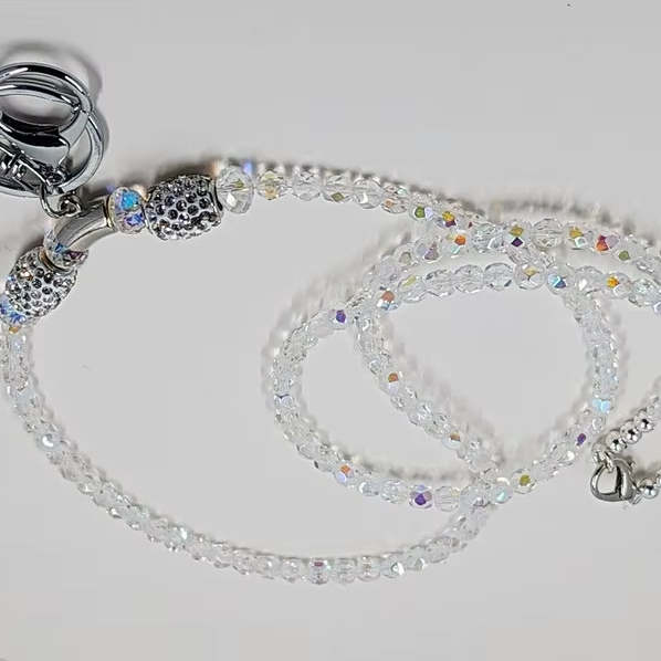 Minimalist Crystal Badge Lanyard I.D. Holder Chain Handmade Durable Phone Accessory Keychain Accessories Gift Best