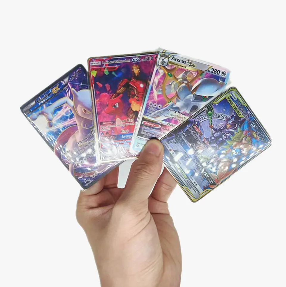 Dalam stok kartu Poke mon pelangi logam emas Pikachu Vmax Charizard koleksi kartu perdagangan baru permainan naga mutiara Nar uto