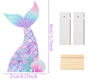 DAMAI Soporte de Exhibición de Postres para Decoración de Mesa de Fiesta de Cumpleaños, Estante de Madera Sólida, Nuevo Estante de Madera con Forma de Cola de Sirena para Niños - Product Image 6