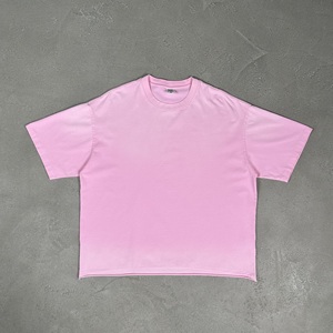 T-shirt Crop da <span class=keywords><strong>Uomo</strong></span> Vintage a Tinta Unita Effetto Usurato, Vestibilità Ampia, Stile <span class=keywords><strong>Street</strong></span>, 100% Cotone, Manica Corta, Grammatura Pesante 280g, Asciugatura Rapida - Product Image 2
