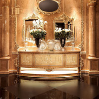 Table à manger ronde de luxe sculptée en bois d'or 24K du maître italien pour 8 personnes pour restaurants de style royal cuisines meubles de restaurant