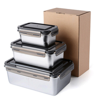 LIHONG Edelstahl Lunchbox für Kinder Metall Bento-Box Mikrowellengeeigneter Lebensmittelbehälter mit Verschlussclips für Schule Arbeit Camping