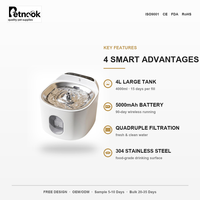 Distributeur d'eau pour animaux de compagnie 4L avec capteur, fontaine à eau automatique pour chat et chien, alimenté par batterie, en fer et plastique, sans fil, sans filtre