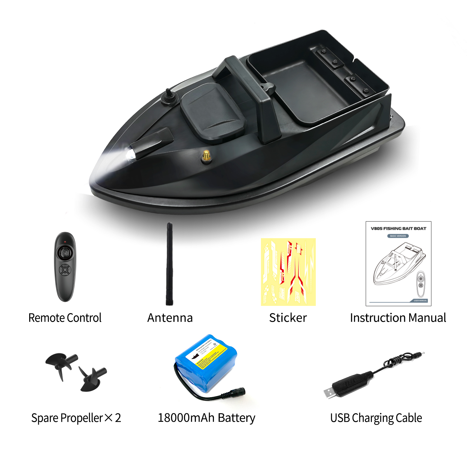 Noir avec 1 batterie 18000mah
