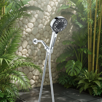 Douche à main 2-en-1 multifonctionnelle détachable, pressurisée, moderne, en acier inoxydable chromé, avec jet doux