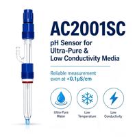 Elektroda pH untuk Sistem Air Ultra Murni Media Konduktivitas Rendah pH 1-12 Tahan Fluorida Elektrolit KCl Isi Ulang, OEM ODM
