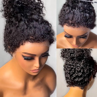 Perruque frisée personnalisée en usine, perruque torsadée 4C en cheveux humains, perruque frontale HD sans colle à nœuds invisibles, cheveux humains véritables