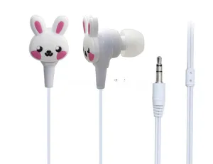 可爱卡通有线耳机动物图案专为女孩和孩子设计，塑料廉价耳塞耳机