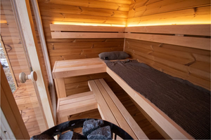 Sauna extérieur en forme de cube pour 4 à 6 personnes, poêle électrique 220V/6KW, sauna en cèdre rouge canadien, système triple étanche - Product Image 5