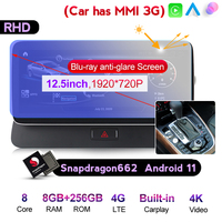 Android11 12.5 ''1920*720 8 + 256G Vidéo pour Audi Q5 avec MMI 3G Car Radio DSP Built-in Car play Auto Car DVD Player no DVD
