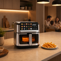 Friteuse à air numérique grande capacité 8L pour la maison, personnalisable en gros, avec panier antiadhésif et chauffage par convection à 360 degrés