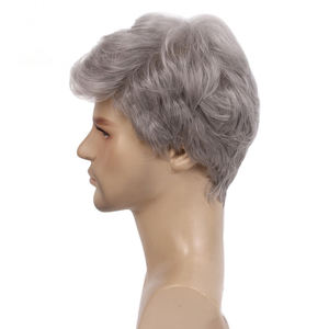 Pelucas blancas para hombres maduros para flequillo gris de mediana edad y ancianos, pelucas grises plateadas ligeras y transpirables, transfronterizas - Product Image 5