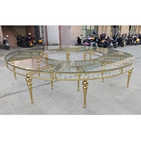 Table de réception ronde en acier inoxydable doré, demi-lune, pour mariage, événement, table ronde en forme de S, table de mariage serpentine de qualité