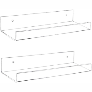 Étagère murale flottante en acrylique transparent, <span class=keywords><strong>support</strong></span> d'affichage invisible pour salle <span class=keywords><strong>de</strong></span> bain, chambre, bureau, rangement <span class=keywords><strong>de</strong></span> livres et <span class=keywords><strong>de</strong></span> décorations, logo personnalisé - Product Image 2