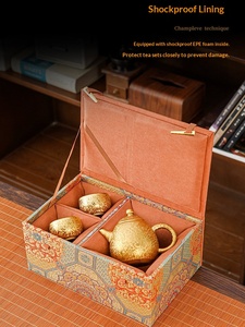 Service à thé Kung Fu en porcelaine dorée colorée, <span class=keywords><strong>théière</strong></span> 150 ml avec poignée dorée, design <span class=keywords><strong>Palais</strong></span> Vintage haut de gamme pour la maison, cadeau idéal - Product Image 6