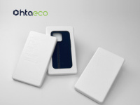 Boîte d'emballage pour téléphone biodégradable personnalisée en usine, plateau en pulpe moulée compostable, matériau en papier, logo personnalisable UV