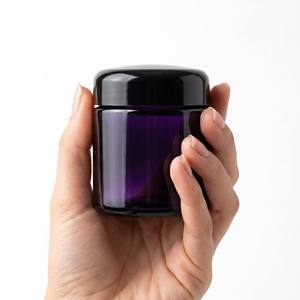 Botella de Vidrio Negra de Boca Ancha a Prueba de Luz Ultravioleta para Crema, Envase Cosmético de Vidrio <span class=keywords><strong>Morado</strong></span> UV Vacío de 50ml 100ml 150ml 200ml 500ml - Product Image 1