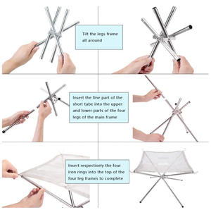 حامل خشب للتخييم في الهواء الطلق، حامل نار من الفولاذ المقاوم للصدأ بشبكة معدنية، موقد حطب - Product Image 5