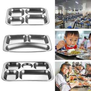 Plateau à dîner divisé en acier inoxydable Conteneur à déjeuner Plaque alimentaire pour <span class=keywords><strong>cantine</strong></span> scolaire <span class=keywords><strong>Section</strong></span> 3/4/5 - Product Image 3