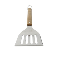 Spatule à fentes multiples pour barbecue en acier inoxydable résistant à la chaleur avec manche en bois d'acacia