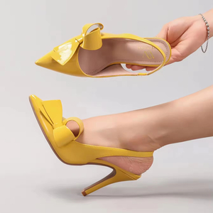 Zapatos de Tacón Alto con Lazo de Piel de Oveja de Lujo para Mujer, Zapatos de Punta Puntiaguda Dulces para Damas de Honor, Traje de Fiesta de Cumpleaños, Uso Casual - Product Image 5