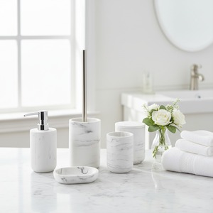 Wholesale Supply Resin <b>Bathroom</b> <b>Accessories</b> <b>Set</b> Including Soap Dispenser Toothbrush for Home Hotel Use Available At Good Price - Product Image 1