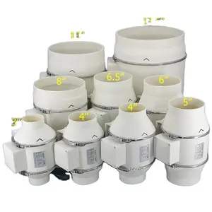 4/6/8/10/12''Plastic Inline Duct Fan Heating Cooling Ventilation and Exhaust for Grow Tents induct exhaust fan bathroom