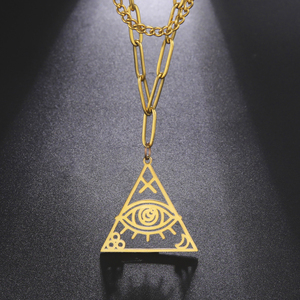Collar con Colgante de <span class=keywords><strong>Ojo</strong></span> Turco <span class=keywords><strong>Egipcio</strong></span> en Forma de Pirámide, Color Dorado, de Acero Inoxidable, <span class=keywords><strong>Amuleto</strong></span>, Joyería para Mujer, Marca Myshape - Product Image 4