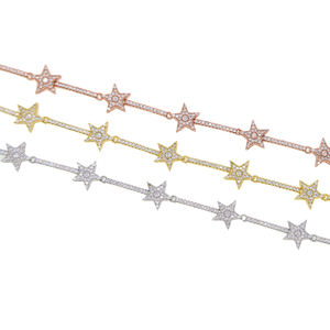 Pulsera de Cadena <span class=keywords><strong>con</strong></span> Estrellas de Circonia de Moda para Mujer, Brazalete Delicado <span class=keywords><strong>con</strong></span> Dijes de Estrellas Plateadas y Circonia Cúbica - Product Image 6