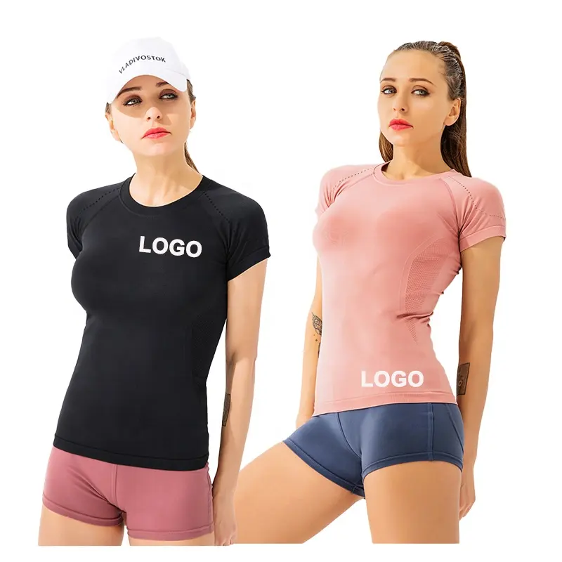 Lady Fitness T Shirt Quick Dry Women Tight Tops Sports Workout Gym Clothes Jogging Wear