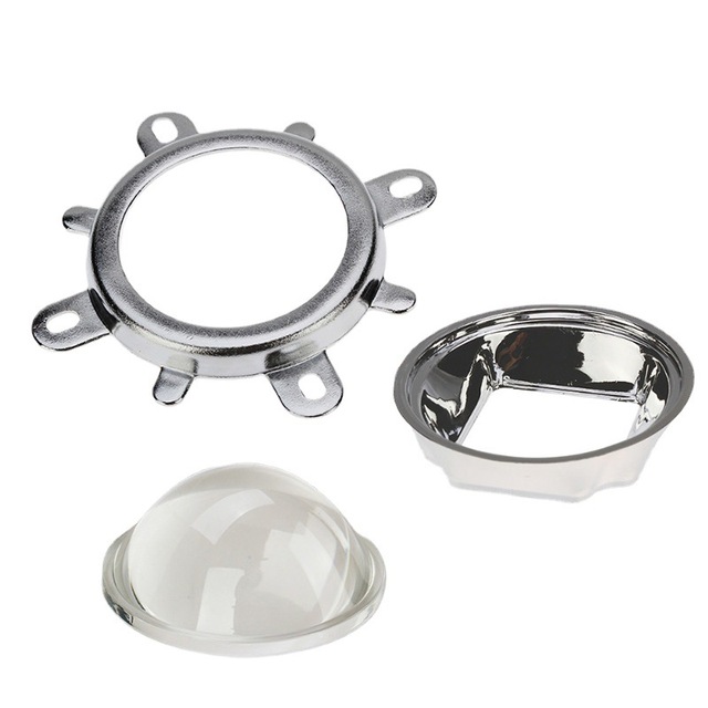 44mm 60 90 120 Degree Wide Beam Angle Cob Led Glass Lens with Aluminum Holder and Silicon Rings Optical Glass Plano Convex Lens