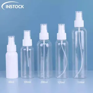 Vente en gros de flacons pulvérisateurs en plastique pour animaux de compagnie 60/100/120/150/200/ml avec pulvérisateur à brouillard fin cosmétiques emballage cosmétique 1000