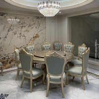 Ensemble table et chaises en bois massif de style européen pour hôtels et restaurants, mobilier commercial de luxe léger