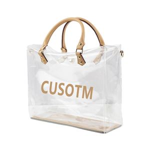 Wholesale DIY Leather <b>Craft</b> Handbag Waterproof Clear Shopping Shoulder Fashion Custom Size Pvc <b>Bag</b> With Pu Leather Handles - Product Image 1