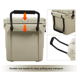 55qt Kwaliteit Aangepaste Capaciteit Grote Capaciteit Wandelen Reizen Camping Thermische Harde Schaal Koeler Met Wielen