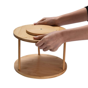 Plateau tournant en bambou porte-<span class=keywords><strong>épices</strong></span> porte-<span class=keywords><strong>épices</strong></span> rotatif à 2 niveaux <span class=keywords><strong>carrousel</strong></span> à <span class=keywords><strong>épices</strong></span> pour comptoir de cuisine organisateur de condiments - Product Image 4