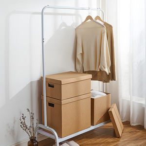 Kraft Paper Storage Boxes Rectangle Solid Color With Lid For Moving Books Clothes Files Home Office Organization - Product Image 2