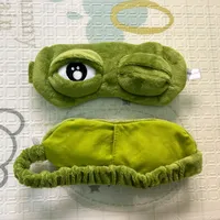 Masque pour les yeux en peluche mignon, masque pour les yeux en peluche 3D en forme de grenouille verte, masque pour les yeux pour se détendre, dormir, voyager, anime