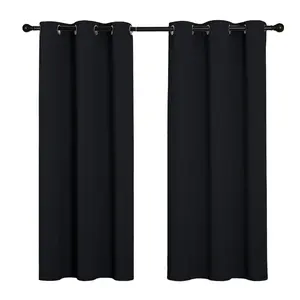 Microfiber Thermal Blackout Solid Grommet Curtains Set of 2 Panels Room Darkening Curtains for Home Window