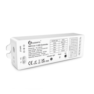 Controlador de tira de luces <span class=keywords><strong>LED</strong></span>, controlador <span class=keywords><strong>WiFi</strong></span> <span class=keywords><strong>5</strong></span> en <span class=keywords><strong>1</strong></span> DC12 ~ 54V Max10A, para tira de luces <span class=keywords><strong>LED</strong></span> de un solo Color CCT RGBW - Product Image 1