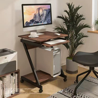 Bureau d'ordinateur mobile moderne pour le travail et le gaming, avec plateau pour clavier et étagère de rangement, vente en gros