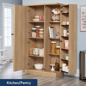 Gabinete de almacenamiento ajustable de <span class=keywords><strong>madera</strong></span> maciza grande moderno con acabado de ceniza Harmony, mecanismo de puerta con bisagra, armarios para el hogar, dormitorio, sala de estar - Product Image 2