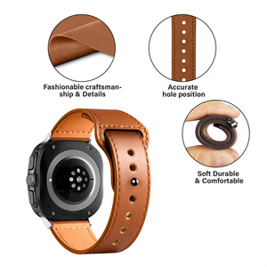 Para <span class=keywords><strong>Samsung</strong></span> Galaxy Watch8 7 Ultra 47mm Pulsera de cuero <span class=keywords><strong>SmartWatch</strong></span> Diseño de hebilla inversa Reloj de <span class=keywords><strong>mujer</strong></span> Banda suave - Product Image 5